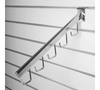 A112 Кронштейн наклонный с 5-ю крючками, длина 400мм, хром