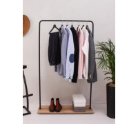 Вешалка напольная Отрада с полкой для обуви из ЛДСП, 910х330х1500Н, черная/дуб