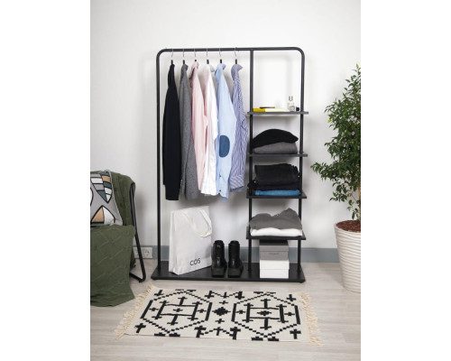 Вешалка напольная Отрада с пятью полками для одежды и обуви из ЛДСП, 1000х330х1500Н, черная/черная