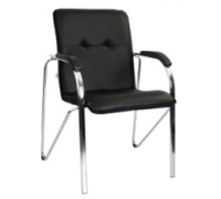Стул Samba кожзам чёрный хром деревянные подлокотники
