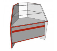 Эконом прилавок остеклённый угловой наружный 700х700х900мм