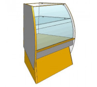 Прилавок остекленный Прометей угол наружный 1000х870х870 мм