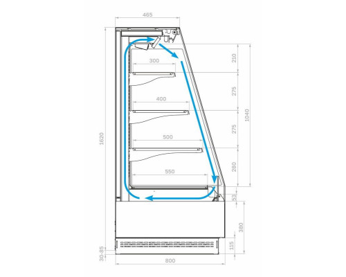 Холодильная горка гастрономическая Carboma F16-08 VM 1,0-2 0030 версия 2.0 (9006-9005) боковина металл с зеркалом