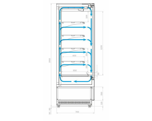 Холодильная горка гастрономическая Carboma FC 20-07 VM 1,0-1 0030 Light (фронт X0) версия 2.0 9006-9005