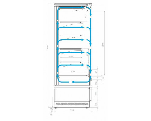 Холодильная горка гастрономическая Carboma FC20-07 VM 0,7-2 0030 версия 2.0 (9006-9005)