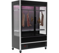 Холодильная горка мясная Carboma FC20-07 VV 1,3-3 X7 (распашные двери структурный стеклопакет, 9005 цвет черный)