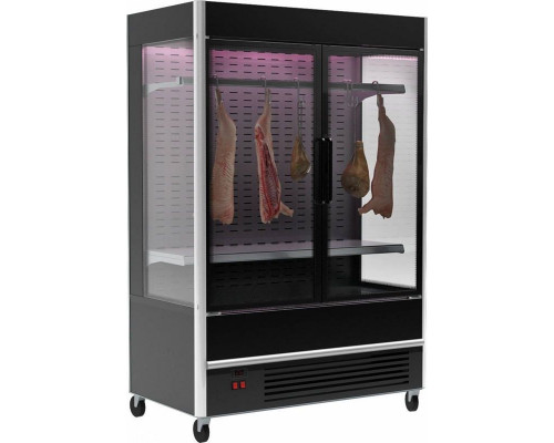 Холодильная горка мясная Carboma FC20-07 VV 1,3-3 X7 (распашные двери структурный стеклопакет, 9005 цвет черный)