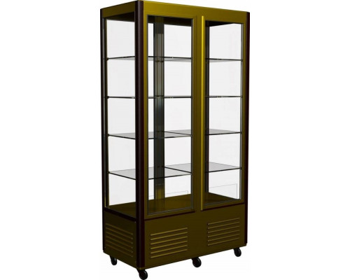 Шкаф кондитерский Carboma D4 VM 800-1 (R800C Сarboma Люкс) (0109-0102 (коричн-золот) 4 дв,стекл полк)