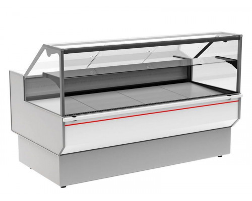 Витрина холодильная Carboma GC95 SM 1,5-1 (ВХС-1,5 Carboma GC95) (0011-9003 боковины серые, декор белый)