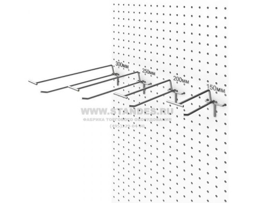 Крючки одинарные с ценникодержателем на перфопанель Блестящий цинк